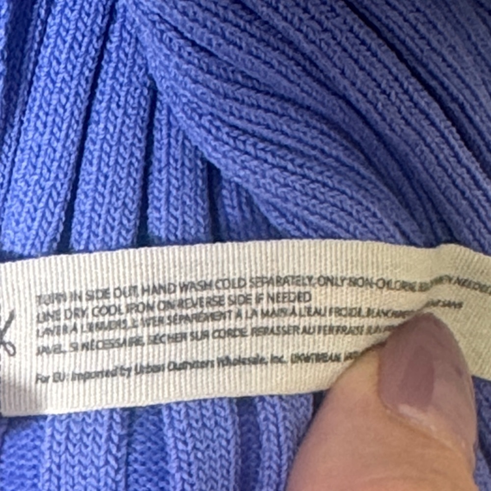 Intimately Free People Blue Ribbed Knit Ruffle Tie Front Short Sleeve Top XS - Picture 5 of 8
